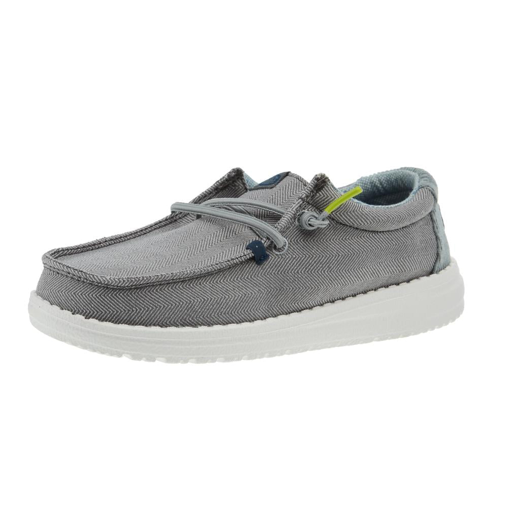 Hey Dude Boys Wally Charcoal Herringbone Shoe