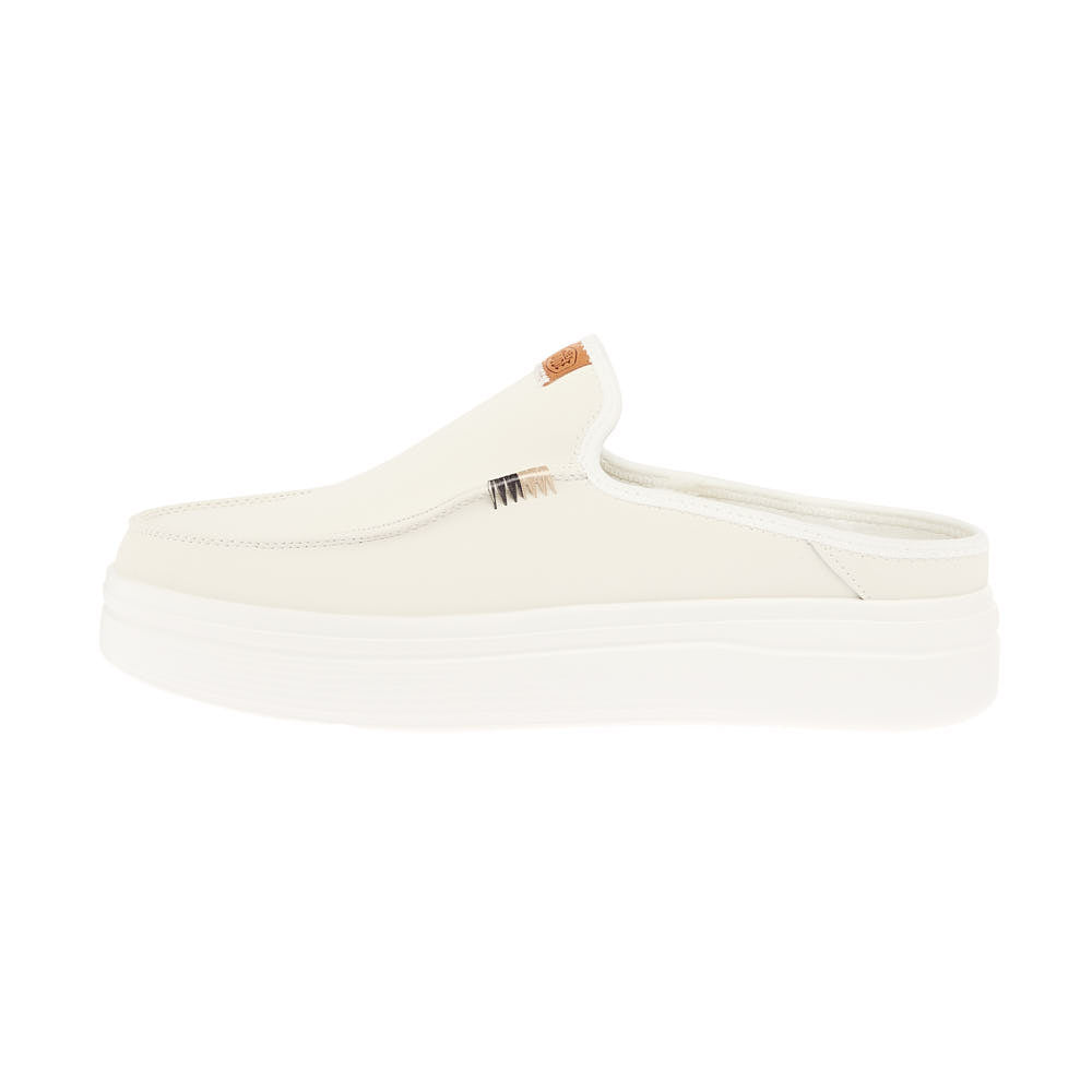Hey Dude Womens Austin Lift White Leather Slip On