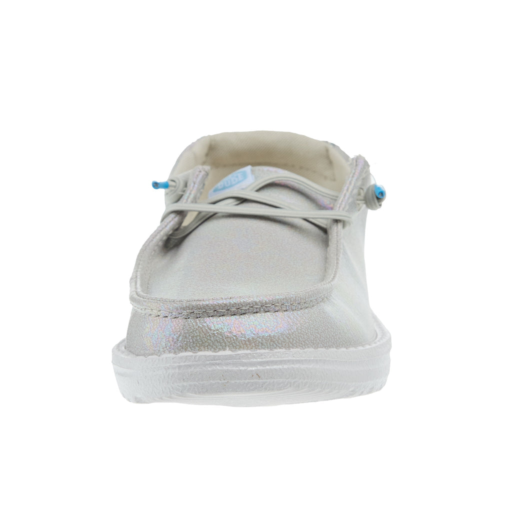 Hey Dude Girls Wendy Iridescent Sparkle Silver Shoe